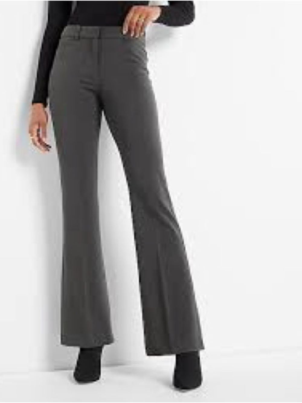 Express Editor Mid Rise Flare Pant Grey Size 4